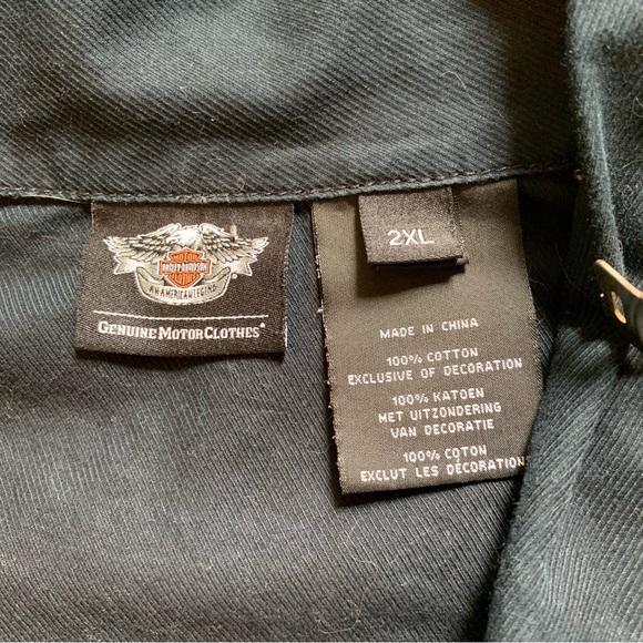Harley Davidson Mechanic Shirt Mens Sz XXL Black Short Sleeve Button Up - Picture 7 of 14
